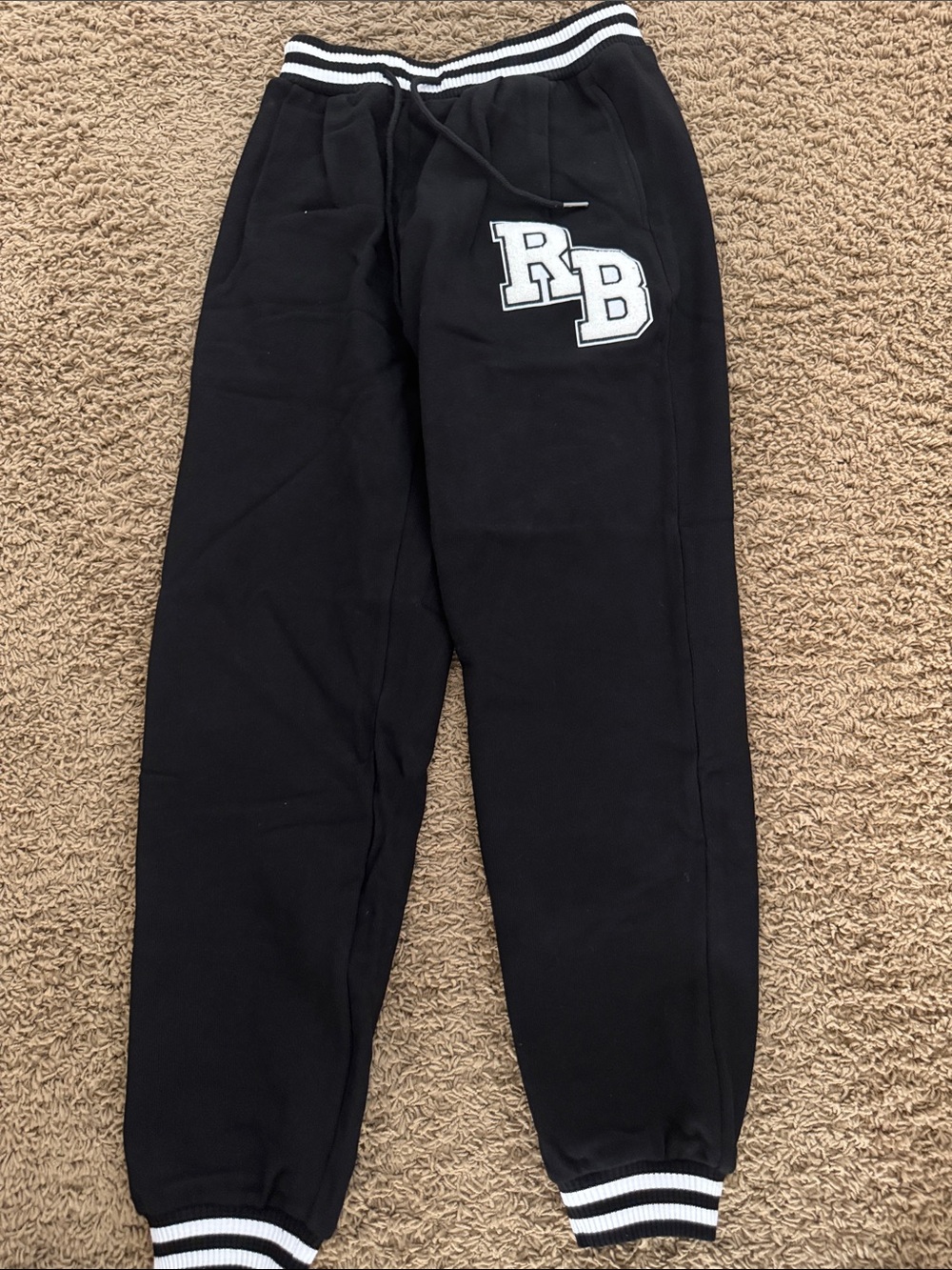 RB Black Jogger Sweatpants with Striped Waistband
